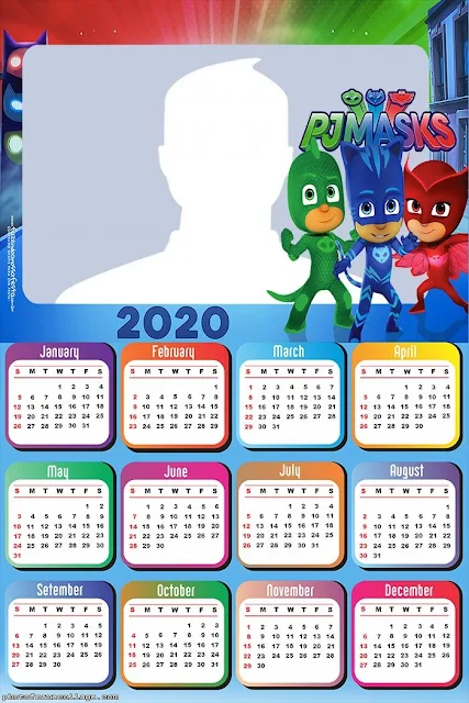 PJ Masks: Free Printable 2020 Calendar