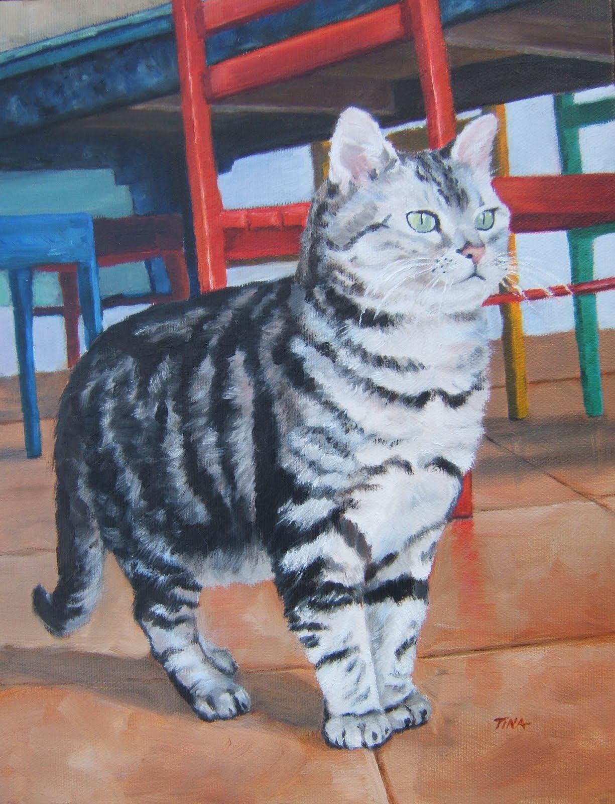 "Muffy's World" 12"x 9" oil on canvas, pet portrait ©2009 Tina M Welter