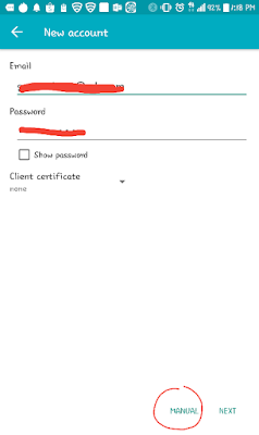 Pilih manual setelah mengisi alamat email dan passwordnya
