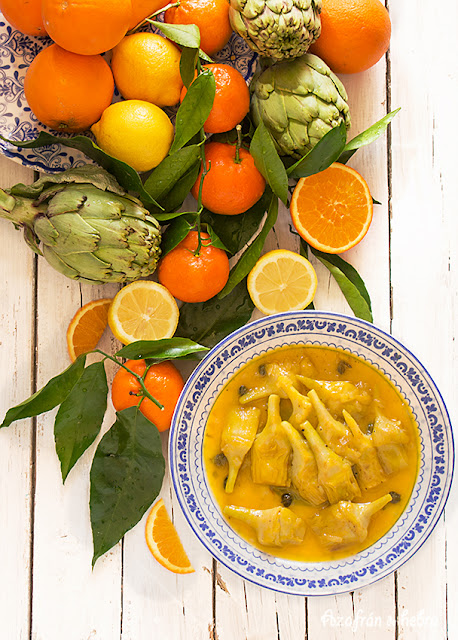 Alcachofas con salsa de cítricos