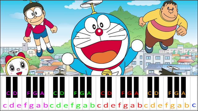 Doraemon no Uta (Doraemon Theme) Piano / Keyboard Easy Letter Notes for Beginners