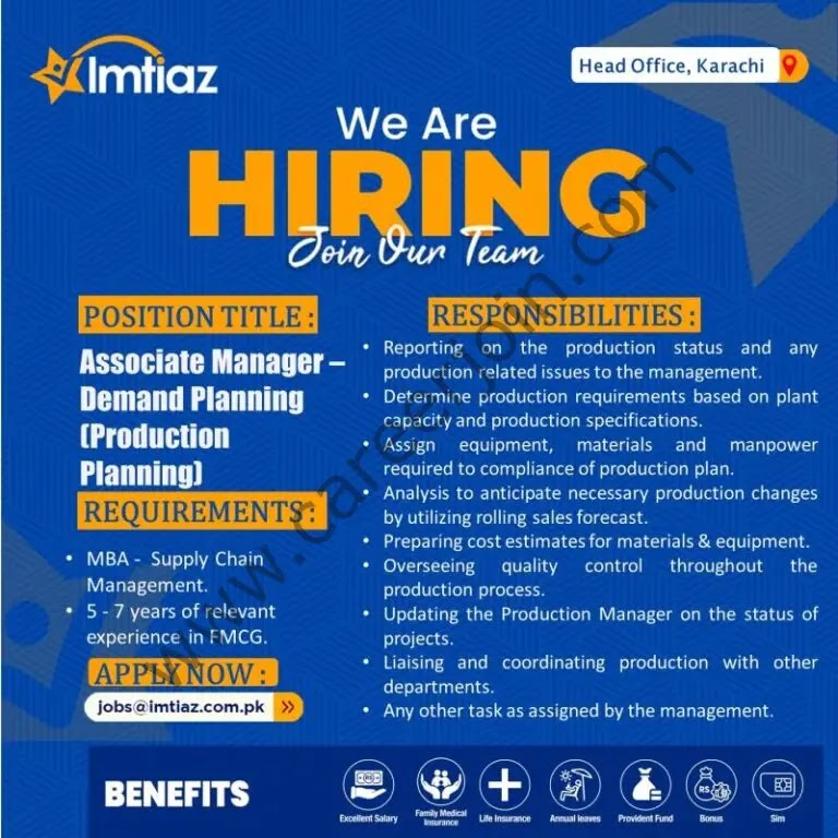 Imtiaz Super Market Jobs In  Karachi 2024