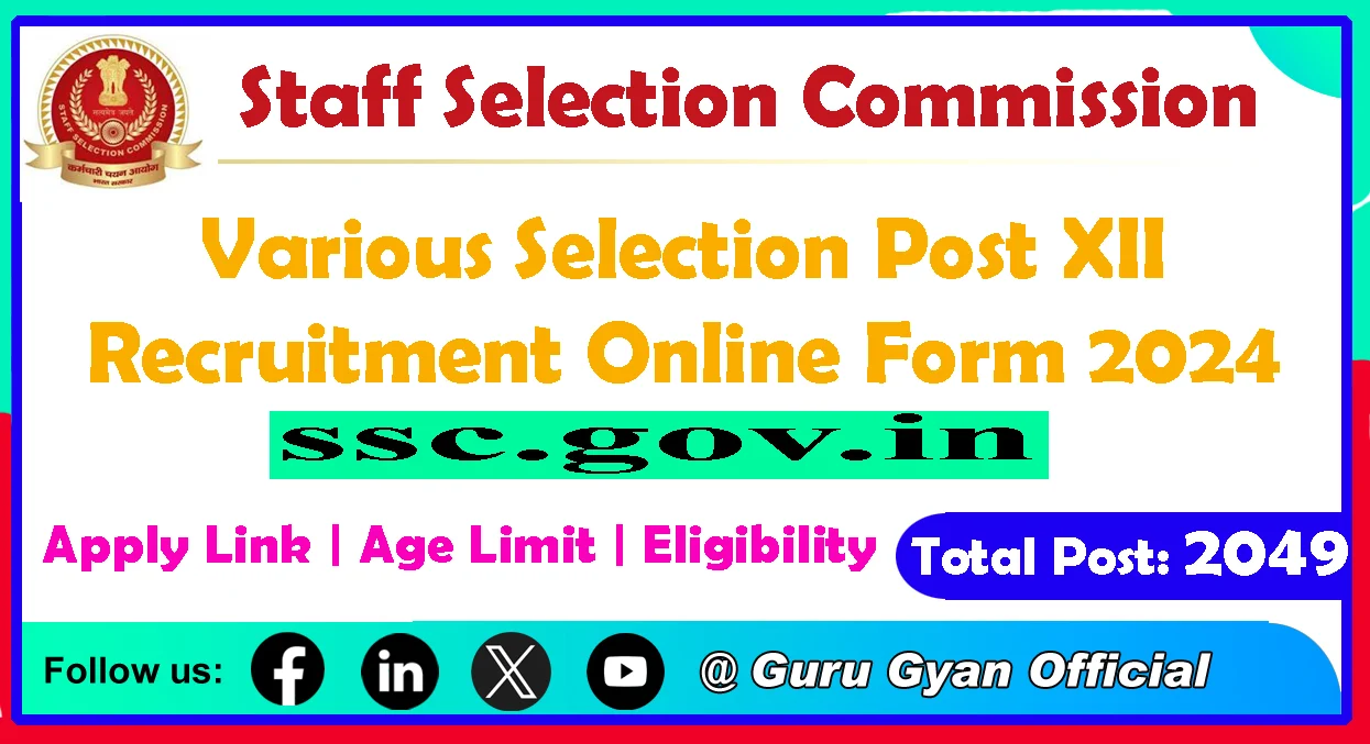 SSC Selection Post XII Online Form 2024