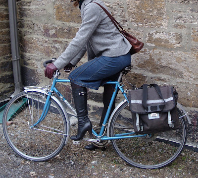 balenciaga boots on a bike