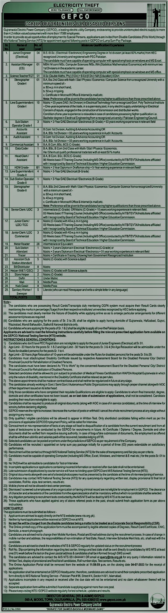 government jobs in Punjab Gujranwala electric power company GEPCO 2023 /Teacher jobs in Punjab Sunday jobs paper