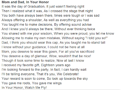 Your mom and you dad would love to hear a poem from you on parents' day.