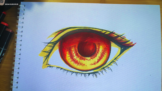 How to draw an eye with mark pen for beginner, step by step tutorial easy