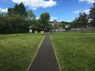 A playground in a park.