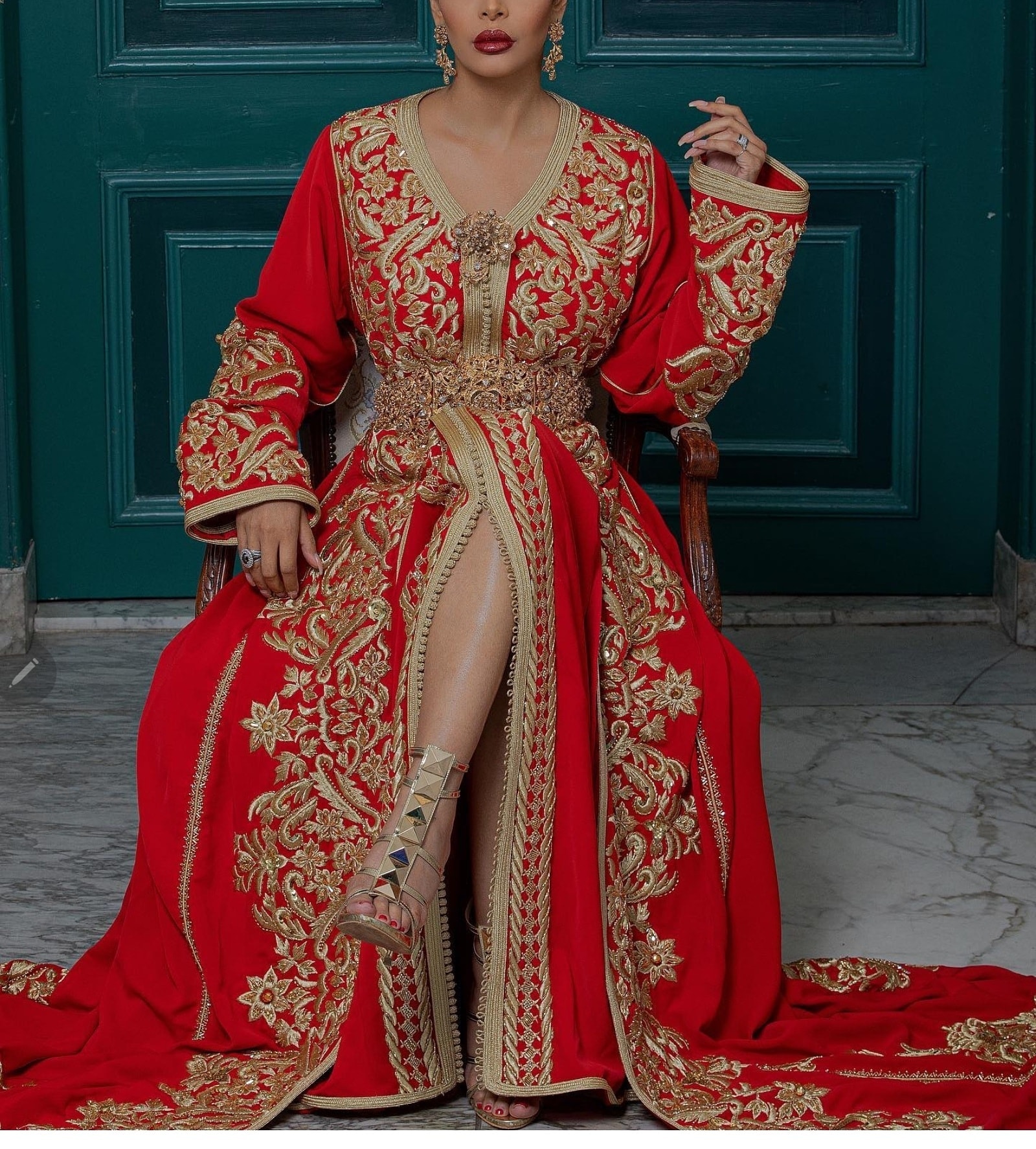 caftan rouge luxe mariage hlel paris