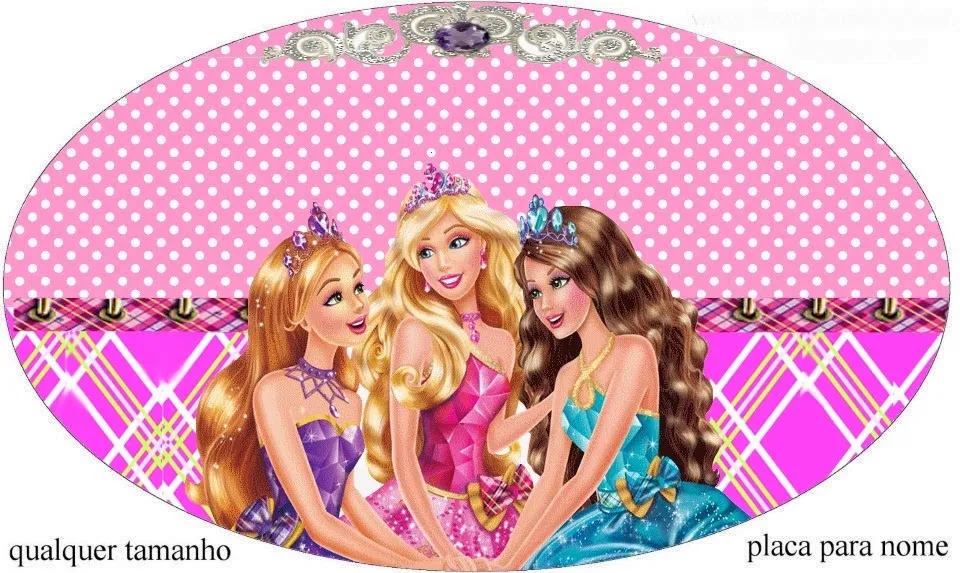 Toppers or Free Printable Candy Bar Labels for a Barbie Princess Charm School. 