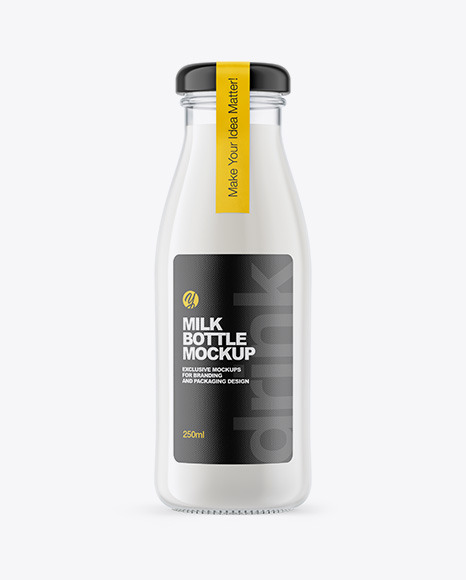Download Glass Milk Bottle Mockup