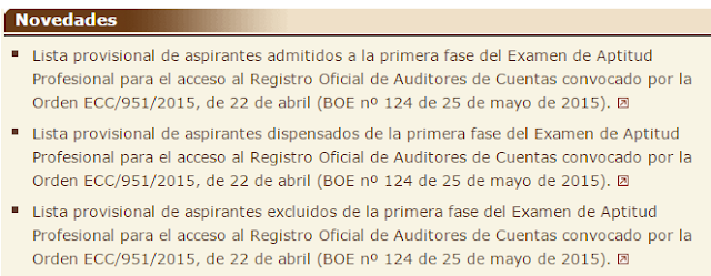 Examen ROAC 2015 listas provisionales aspirantes admitidos, excluidos y dispensados