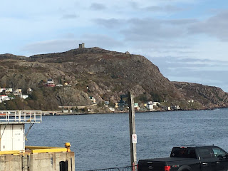 Looking toward Signal Hill, again a lovely view of Cabot Tower. In the foreground there's quite a bit of water, showing just how close Harbourside Park is to the actual harbour itself.