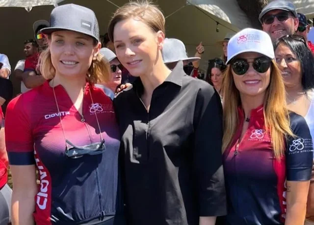 Princess Charlene of Monaco, South African actress Angelique Gerber, The Bumble Bees team at Sun City