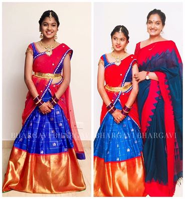 Blue Traditional Kanchi Pattu Half Saree