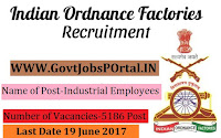 Ordnance Factory Board Recruitment 2017- 5186 Post for Industrial Employees (Semi-Skilled) & Labour Group