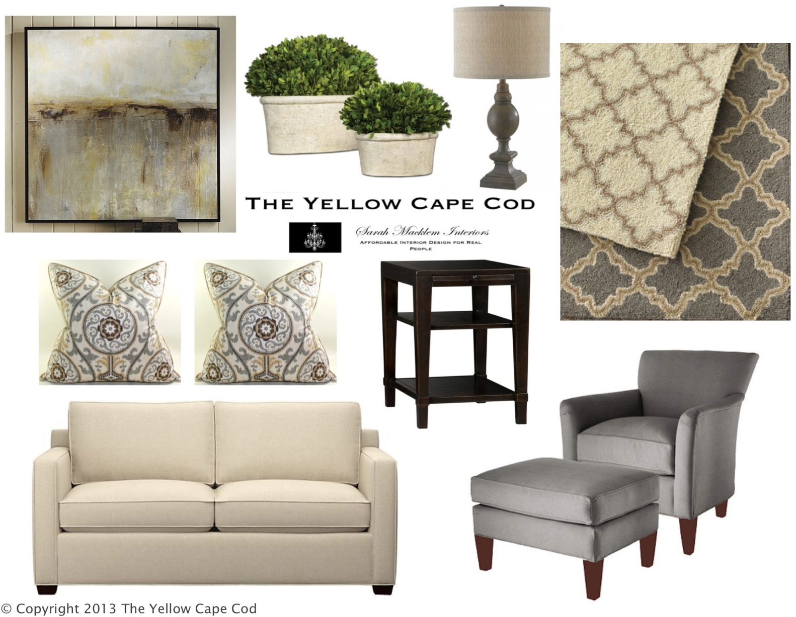 The Yellow Cape Cod Clean And CalmGray And Tan Living Room
