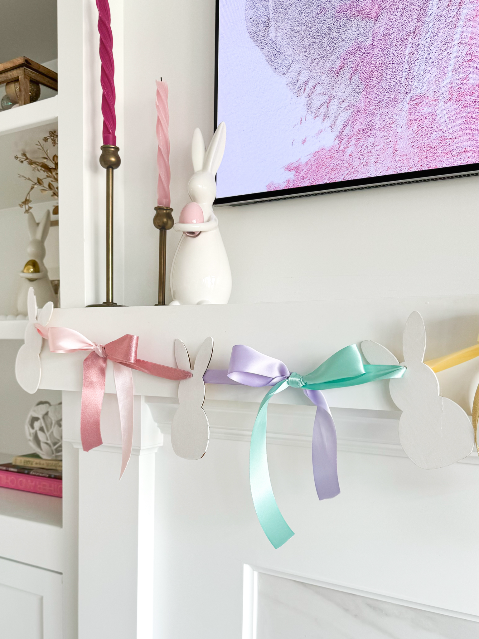 Two-toned DIY bow bunny garland