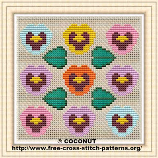 Pansy, Free and easy printable cross stitch pattern