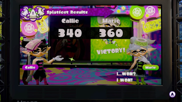 Splatoon Splatfest Callie versus Marie results won 340 360