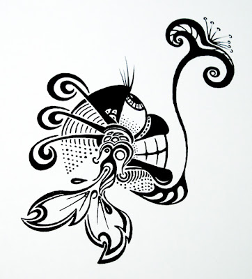 Fishing For a Flower: Ink Blot illustration by Lani Mathis and Michael Ayers