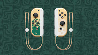 the Joy-Cons with white bars and golden cords