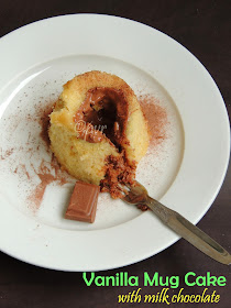 Vanilla mug microwave cake with milk chocolate 