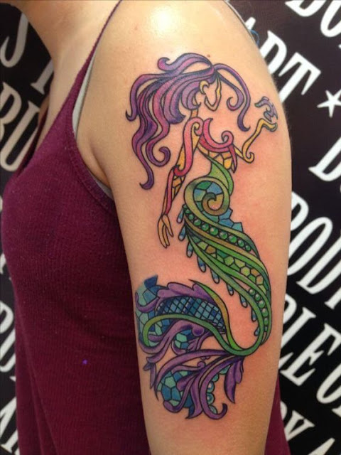 Colourful-mermaid-arm-tattoo