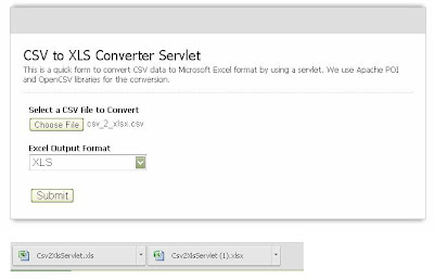 CSV to XLS - Java Servlet - Final Output - Example 