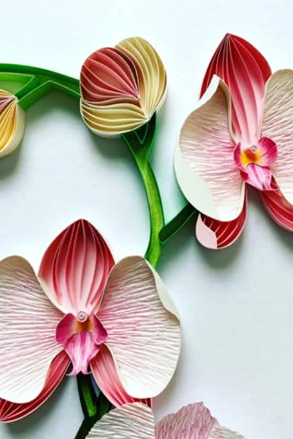 on-edge paper art orchid