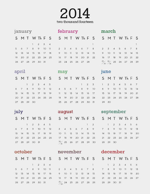 Printed Calendar 2014