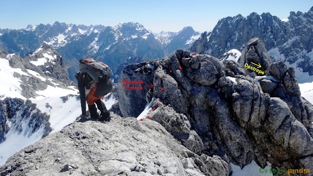 Ruta circular al Pico de Los Asturianos, Canal Parda y Traviesos en el Macizo del Cornión de Picos de Europa, regresando por Reseco