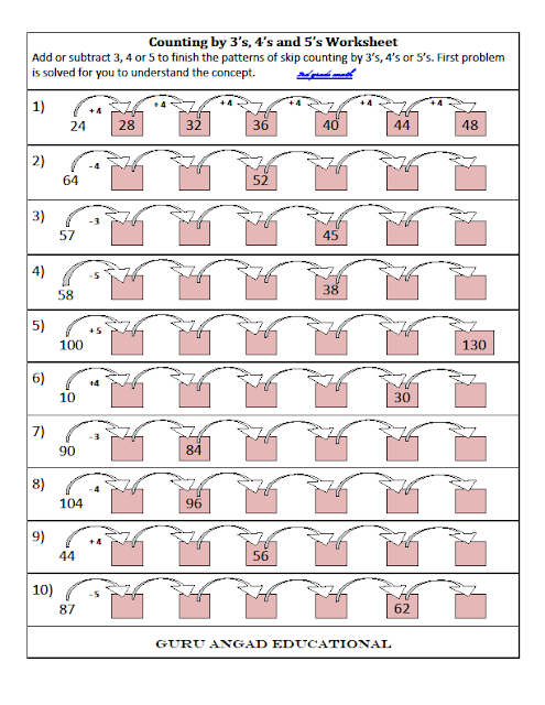 skip counting worksheets