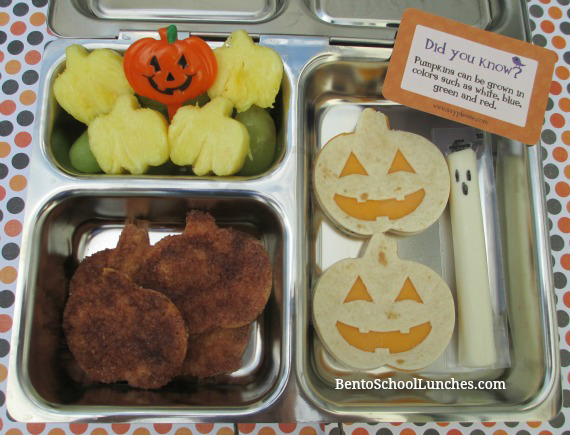 Jack-O-Lantern Tortilla Lunch and Cinnamon Tortilla Chips {with recipe} for Halloween