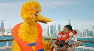 Big Bird's Road Trip. Big Bird video chats from Chicago, Illinois with local kid Malia. Sesame Street Episode 5005, A Dog and a Song, Season 50.