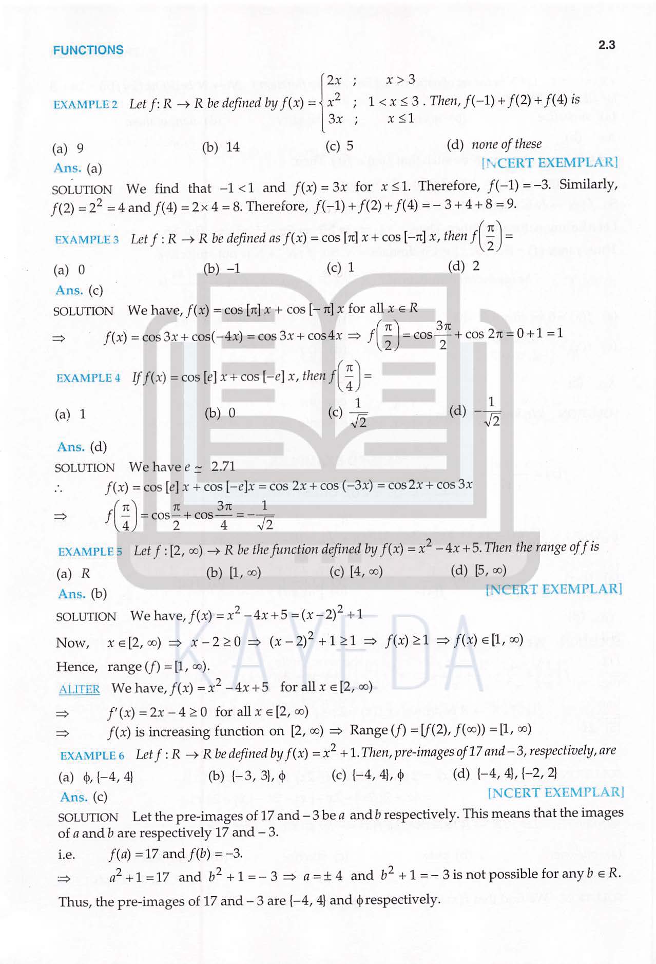 R. D. Sharma Mathematics MCQ Class 12 | Chapter 2: Functions
