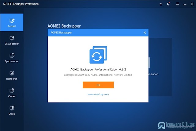 Offre promotionnelle : AOMEI Backupper Pro 6.9.2 gratuit (giveaway) !