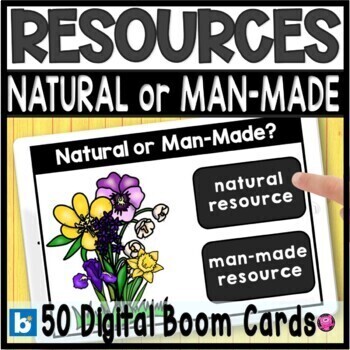 Looking for engaging digital activities to teach your students about natural and man-made resources? These NO PREP Boom Cards and Easel activities are perfect for science and social studies units on earth's features!