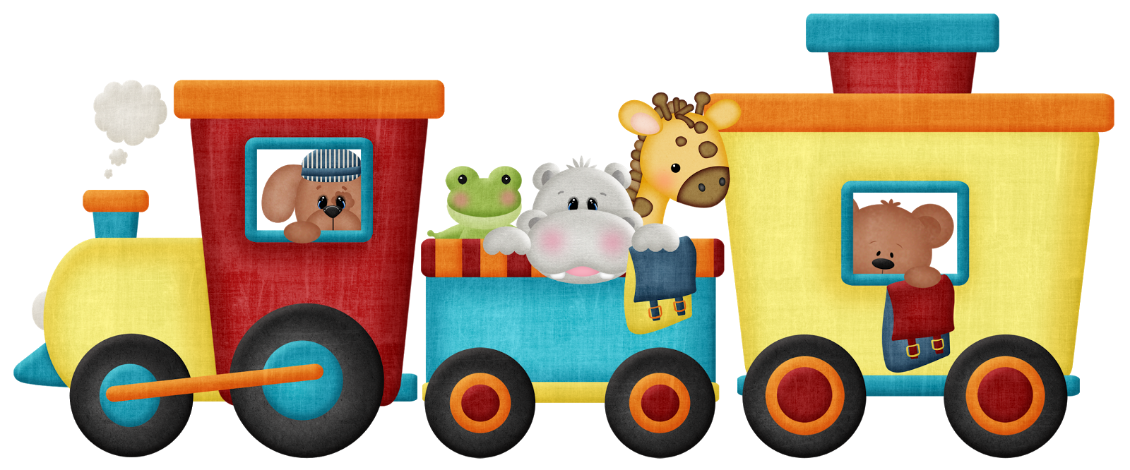 Cute Animals on a Train: Free Printable Clipart.