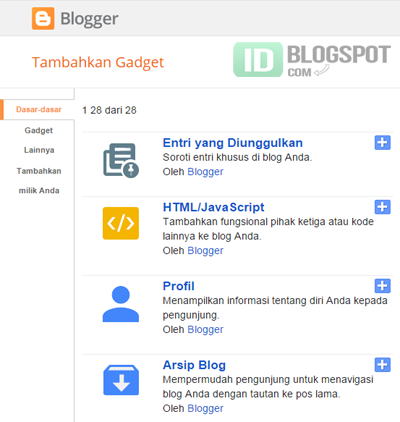 cara memasang dan menghapus widget di blog