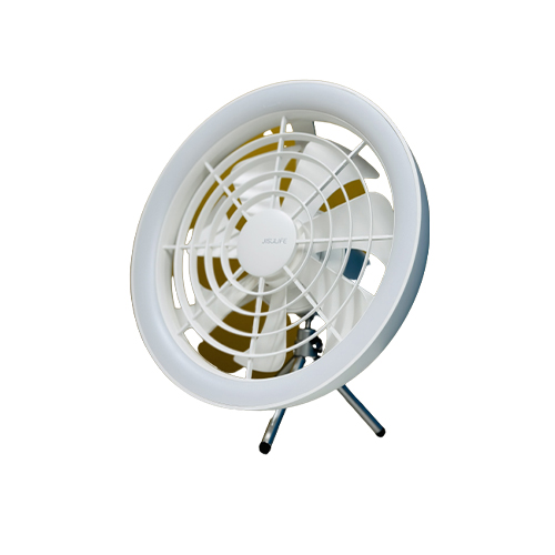 JISULIFE FA17 Rechargeable Fan with LED Light and Tripod Stand