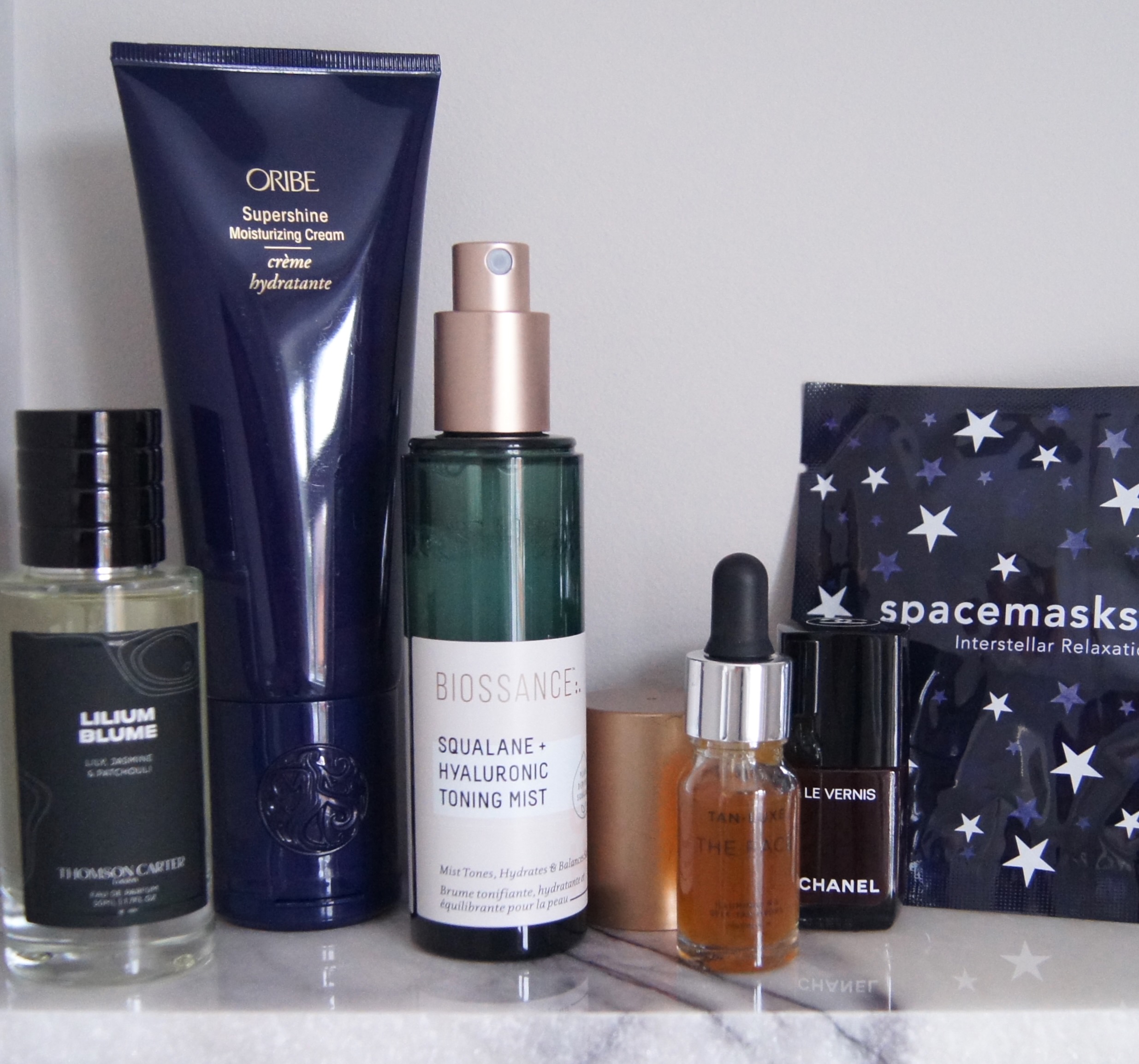 October beauty favourites reviews oribe supershine Chanel rouge noir biossance toner tan-luxe drops Thomson Carter spacemasks