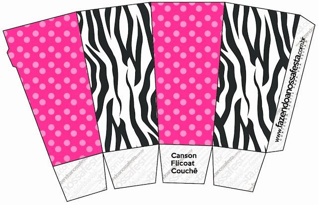 Zebra and Pink Free Printable Pop Corn Box.