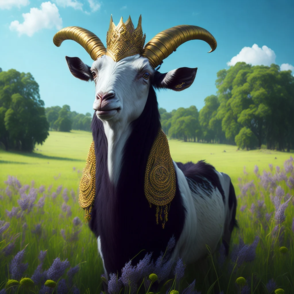 A Regal Goat on the Hill generated through Ai Art via Leonardo.ai by #PQCBlog