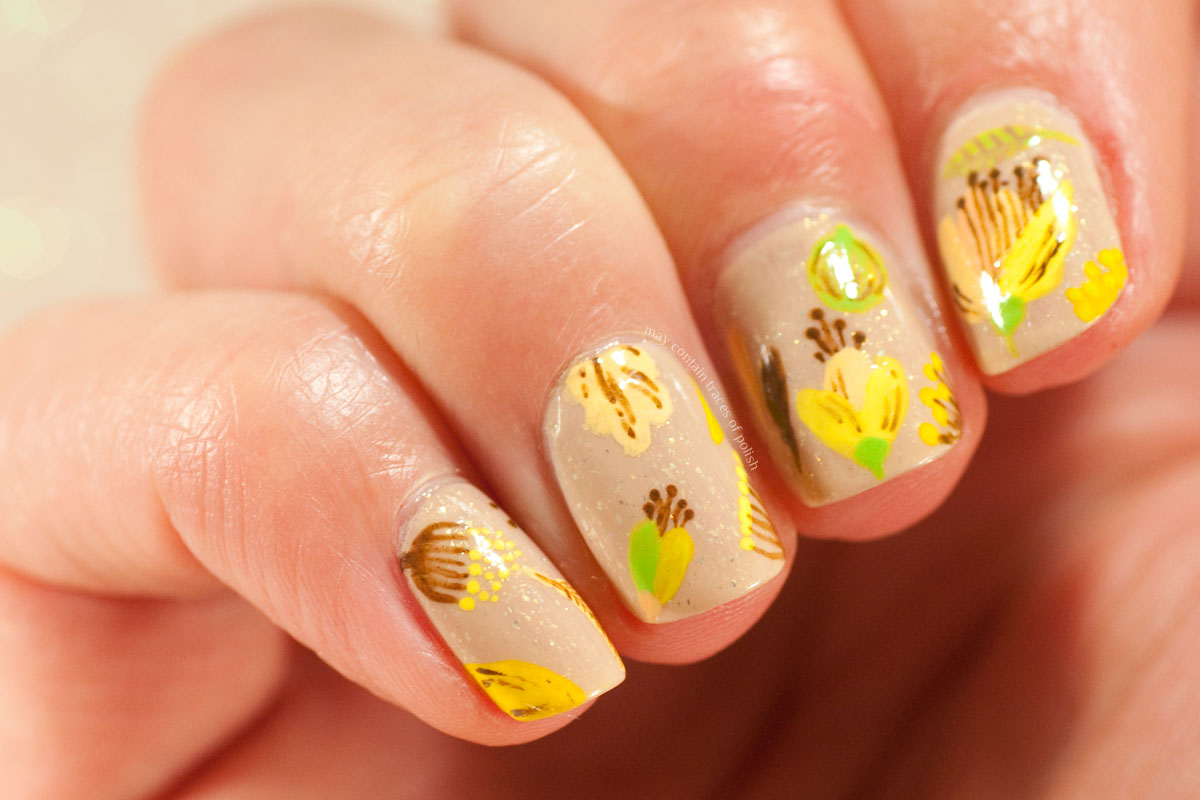 Abstract Floral Nail Art Design on ILNP Poised
