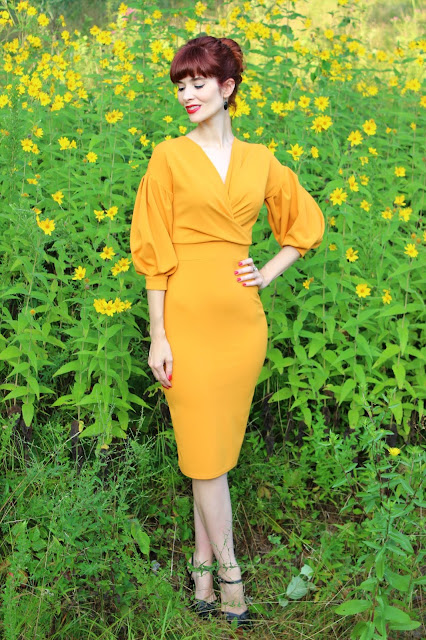 How to wear yellow Mustard Belted Bodycon Midi Dress - Angelica From FemmeLuxeFinery.co.uk