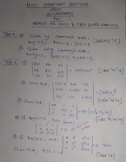 Most important questions on Determinants , hs suggestions 2023, cbse board exams suggestions