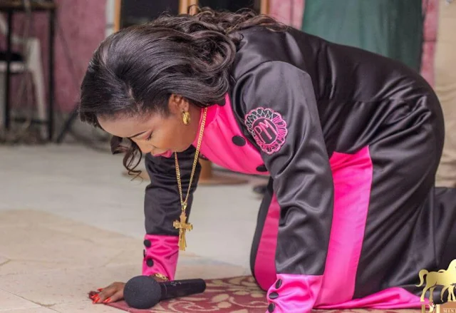 Prophetess Monica Nyambura at her church praying. PHOTO | BMS