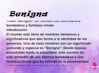 significado del nombre Benigna