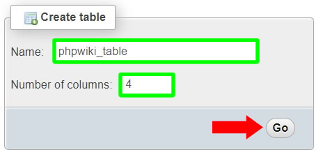 creating new table inside phpmyadmin